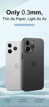 Two frosted iPhone cases in white and black showing the lightweight slim build