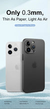 Two frosted iPhone cases in white and black showing the lightweight slim build