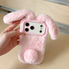 3D Cute Rabbit Ears Plush Phone Case With Lanyard