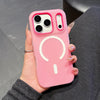 Pink candy-tone iPhone case with glossy finish and camera protection detail