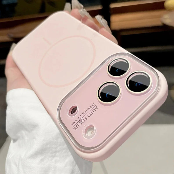 Pink Trendora Liquid Silicone MagSafe Case with raised camera protection and smooth back