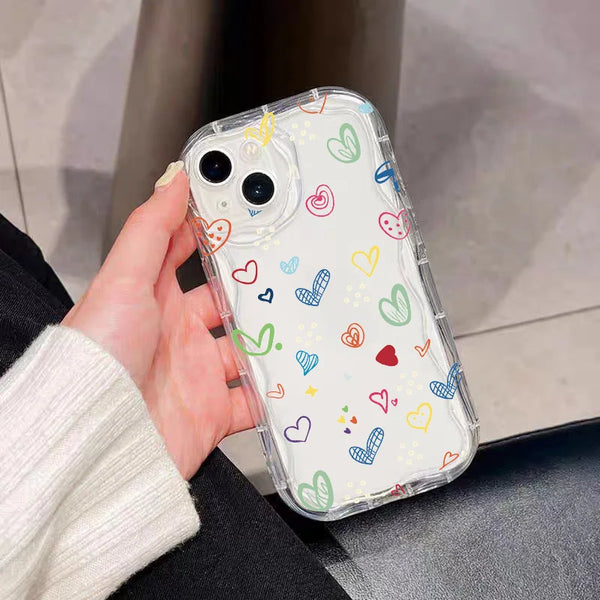 Gradient Love Heart Wavy Phone Case