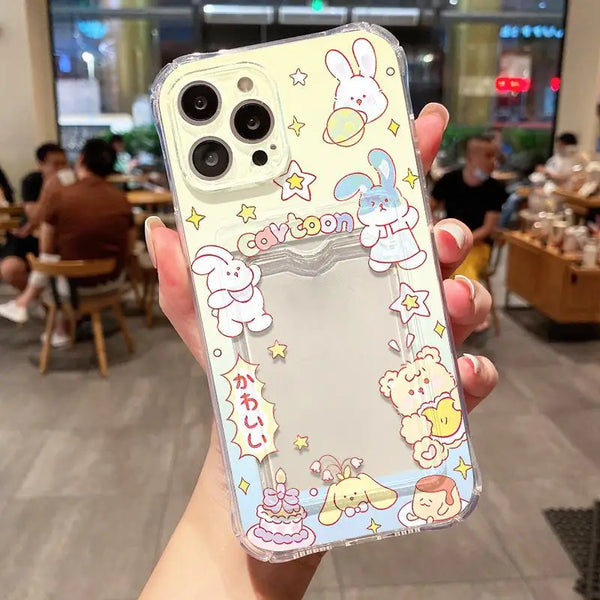 Korean Aesthetic Pink Case – Clear Card Slot – iPhone 13 Series