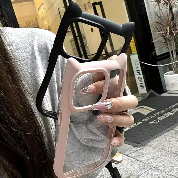Soft Silicone Cute Cat Ear Phone Case For iPhone