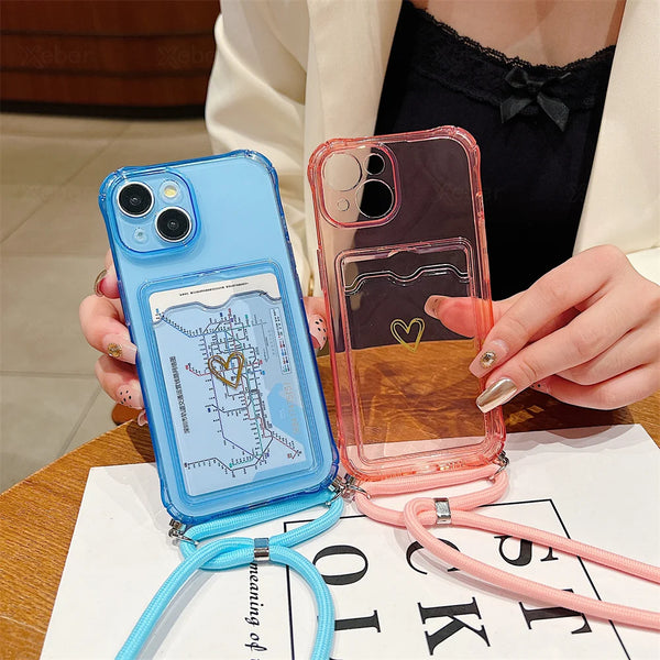 Lanyard Strap Card Holder Case for iPhone