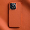 Leather iPhone 16 Pro case with embossed Trendora logo