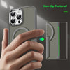 Close-up of the non-slip textured side and folding stand on a matte iPhone case