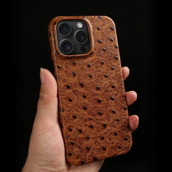 Ostrich Leather Case For iPhone 16 Pro Max | Executive Style