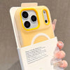 Yellow candy color MagSafe case for iPhone 17 Pro Max showing magnetic ring and camera cutout