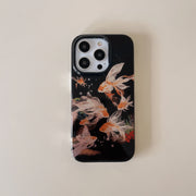 Goldfish Beautiful Sparkle Black Glossy Glacial Texture Cover