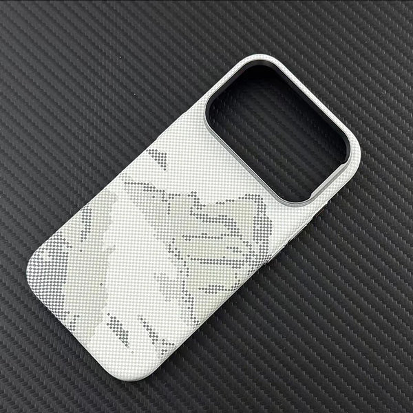White carbon texture iPhone case featuring a clean half-wrapped fit