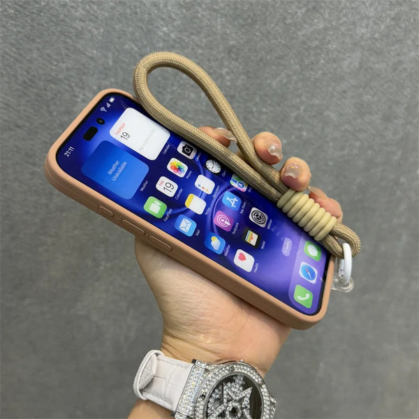 Ultra Thin Matte Case with strap for iPhone