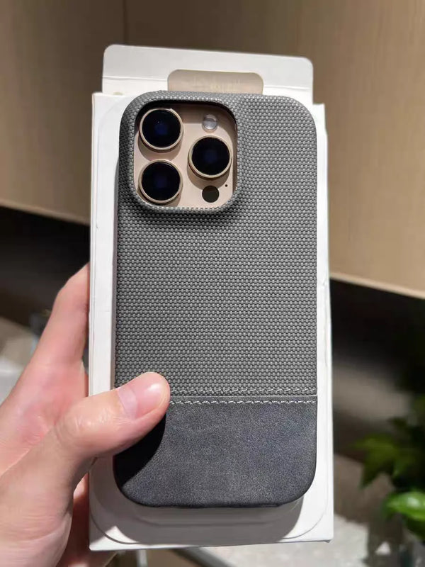 Leather Nylon iPhone Case – Shockproof & Matte