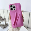 Rose pink Rhode Ribbon silicone case held in hand.