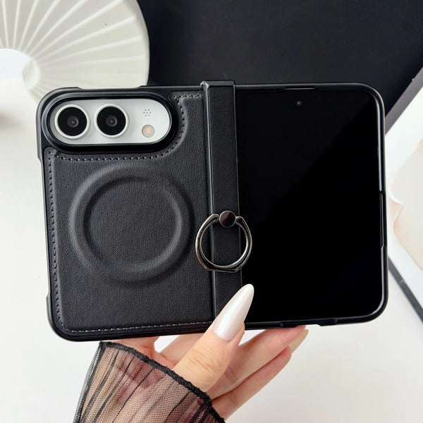 Plain Leather Magnetic Ring Case
