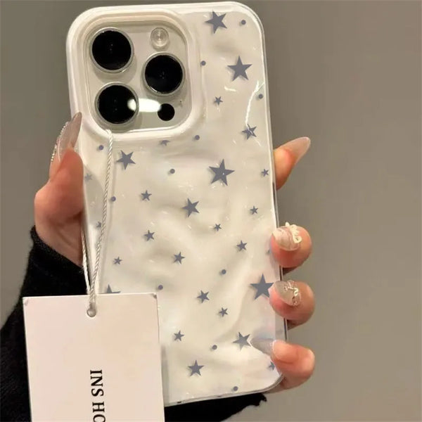 White star pattern phone case with clear glossy finish