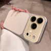 White litchi leather iPhone case with textured back and raised camera protection
