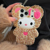 Cute Fluffy Leopard Print Hello Kitty Phone Case