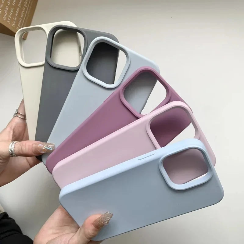 Trendora silicone iPhone 14 case in navy blue with slim fit and raised edges