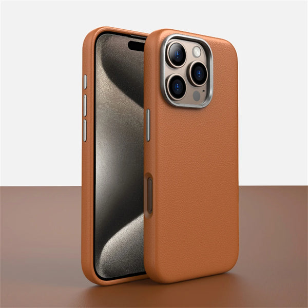 Luxury Business Leather Case for iPhone with Wireless Charging