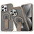 Matte translucent iPhone case with folding stand in bronze tone, shown front and back