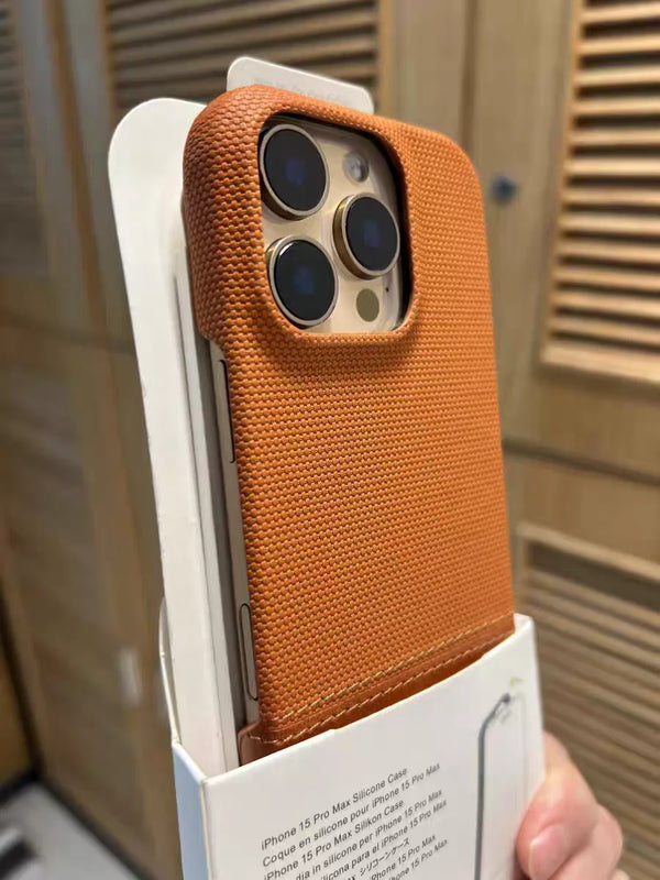 Leather Nylon iPhone Case – Shockproof & Matte