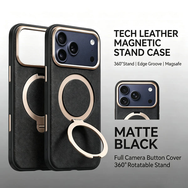Leather MagSafe Metal Holder Case