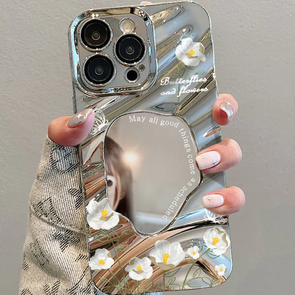 Luxury Flower Make Up Mirror Phone Case