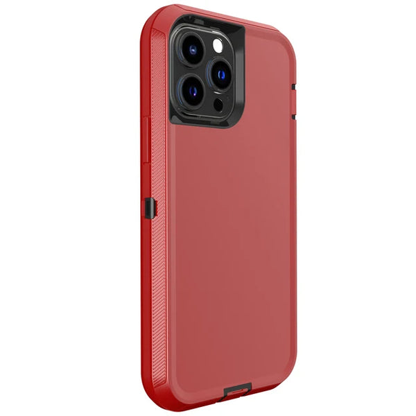Red matte heavy duty armor iPhone case with raised camera protection