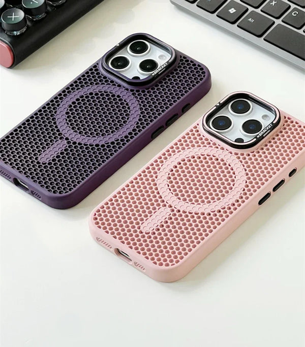 Honeycomb Grid Mesh Cooling Magsafe Phone Case Lens Bracket