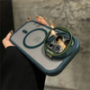 Green transparent iPhone case with MagSafe-ready support and flip bracket stand