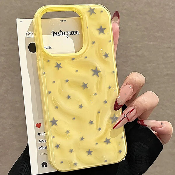 Minimalist Gray-Blue Star Wave Texture Phone Case