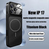 Black iPhone 17 case with full lens glass mirror protection and magnetic back
