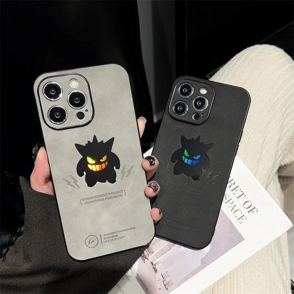 Cartoon Anime Gengar Faux Leather Laser Phone Case