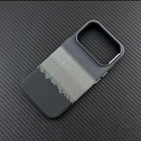Black carbon-inspired MagSafe iPhone case with anti-fingerprint finish