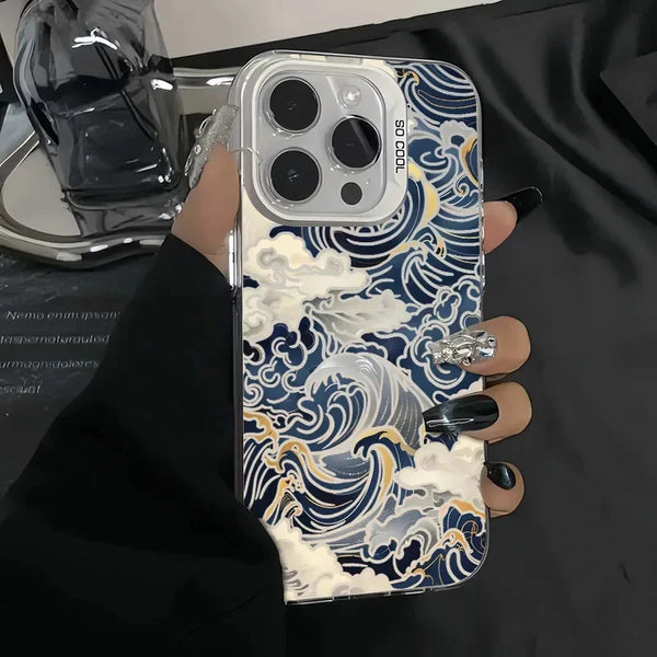 Japanese Waves Electroplate Silver Cover