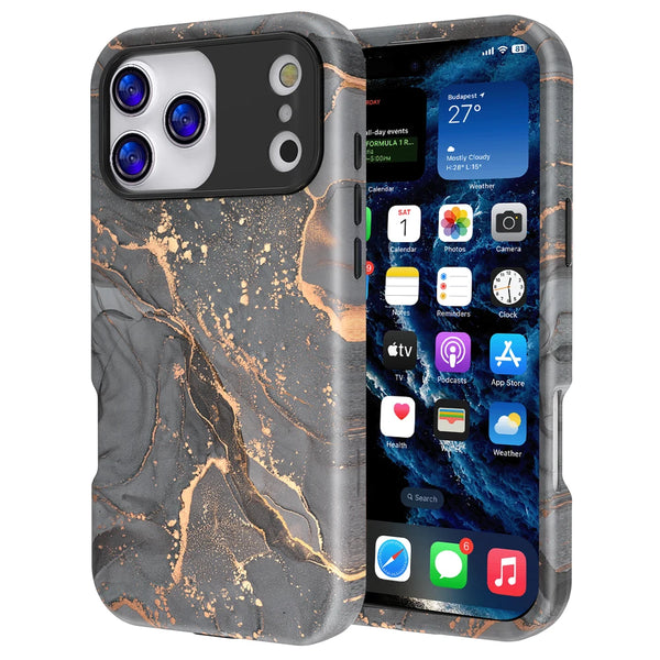 3 in 1 Marble Stripe Case - Modern Style Case For iPhone 17 Pro Max