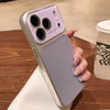 Lavender litchi leather iPhone case with textured back and camera cutouts