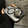 Black transparent iPhone case with flip bracket stand and raised camera protection