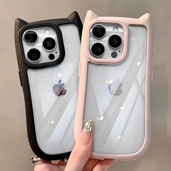 Soft Silicone Cute Cat Ear Phone Case For iPhone