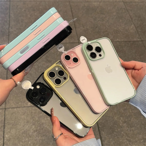 Clear Candy Color Case With Bumper Protection For iPhone