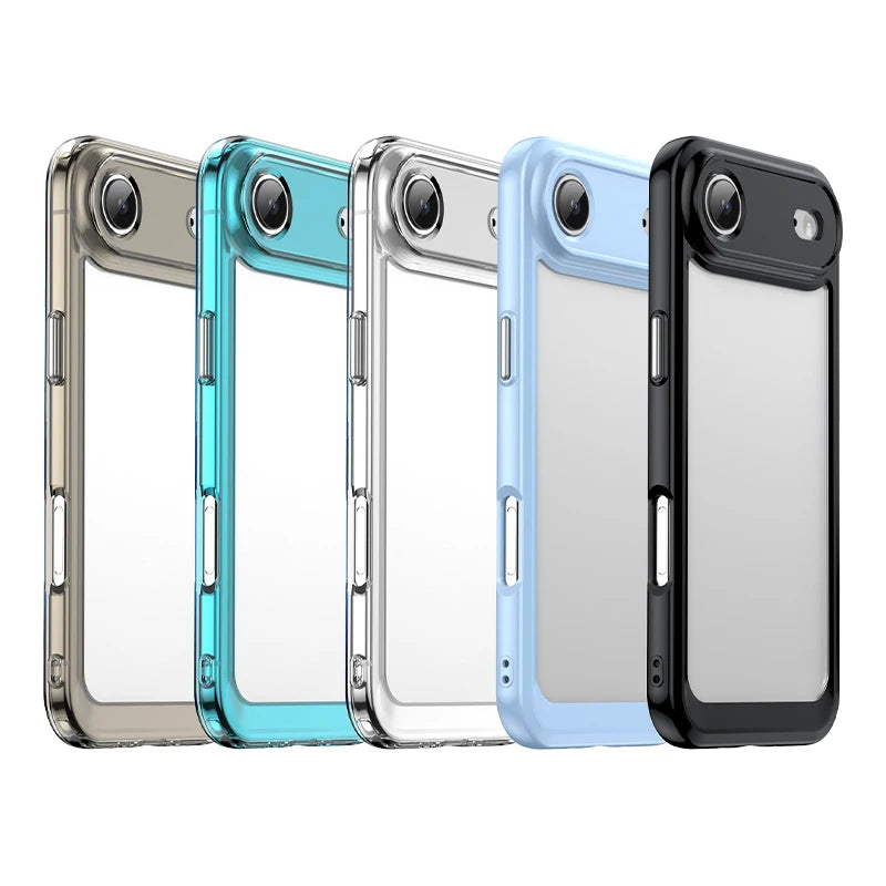 Clear translucent iPhone 17 Air case in multiple colors including clear and black