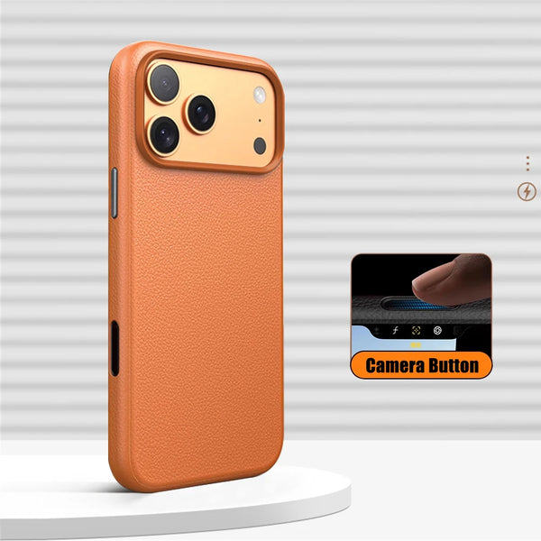 Luxury Business Leather Case for iPhone with Wireless Charging