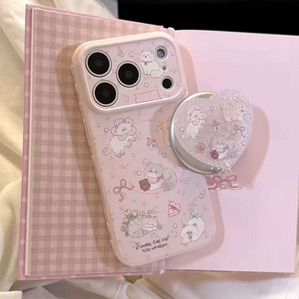 Cute Cartoon Kitty Case For iPhone 17 Pro - Magnetic Stand