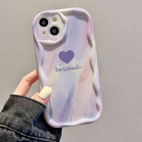 Gradient Love Heart Wavy Phone Case