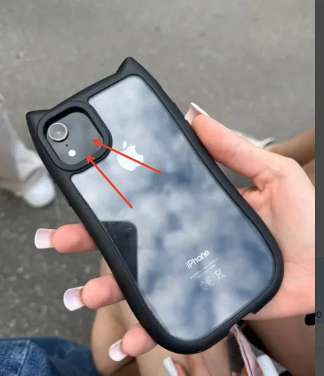 Soft Silicone Cute Cat Ear Phone Case For iPhone