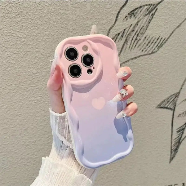 Gradient Love Heart Wavy Phone Case
