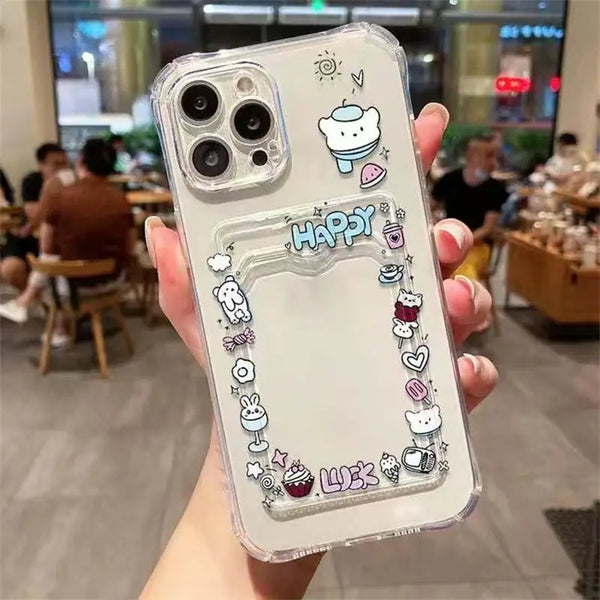 Korean Aesthetic Pink Case – Clear Card Slot – iPhone 13 Series