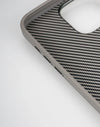 Close-up of the soft frame edge and carbon-texture side profile