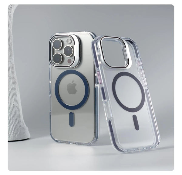 Clear bumper case on iPhone with raised camera frame and slim transparent profile